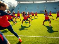 澳客网官方下载-巴黎圣日尔曼女足球队参加训练拉伸，巴黎圣日耳曼主教练名单